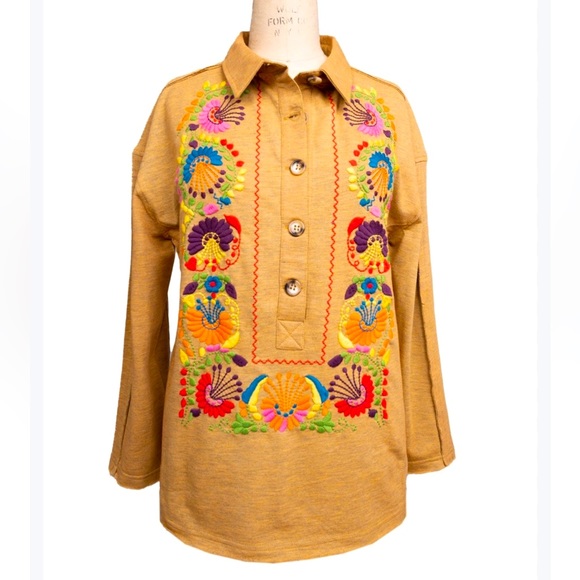 Sister Mary Tops - SISTER MARY Isabel floral colorful embroidered blouse size S/M NWT